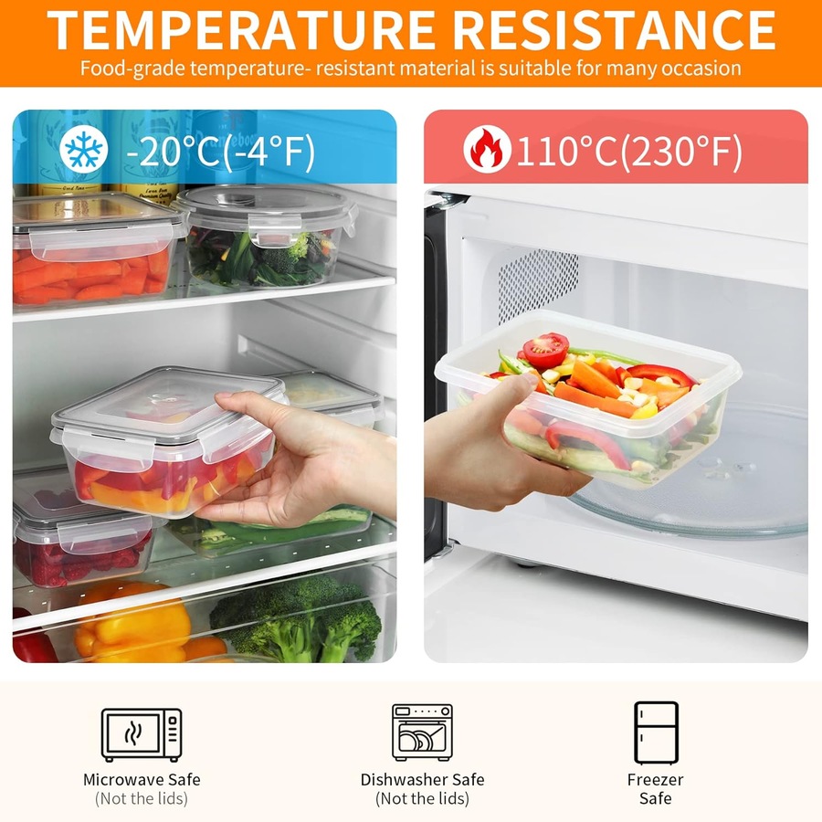 68 Pack Airtight Food Storage Containers - Stackable Plastic Meal Prep Containers with Leak Proof Lids