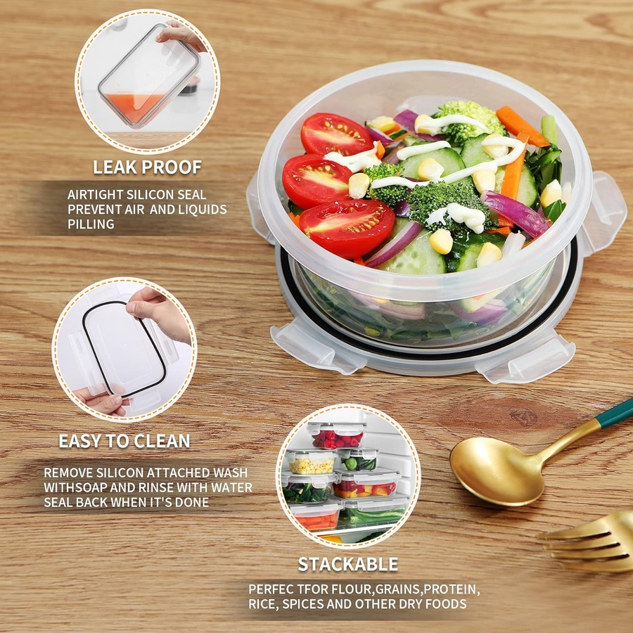 68 Pack Airtight Food Storage Containers - Stackable Plastic Meal Prep Containers with Leak Proof Lids