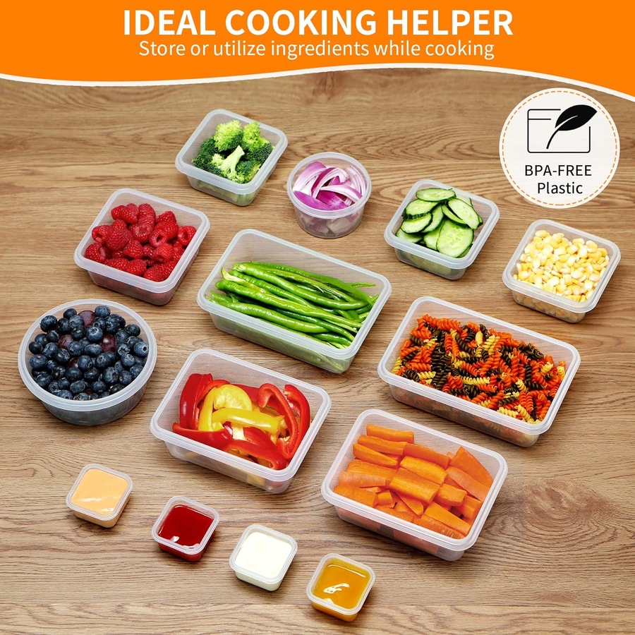 68 Pack Airtight Food Storage Containers - Stackable Plastic Meal Prep Containers with Leak Proof Lids