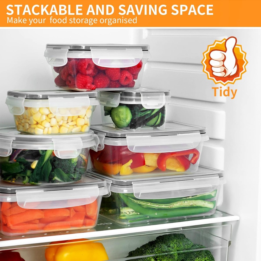 68 Pack Airtight Food Storage Containers - Stackable Plastic Meal Prep Containers with Leak Proof Lids