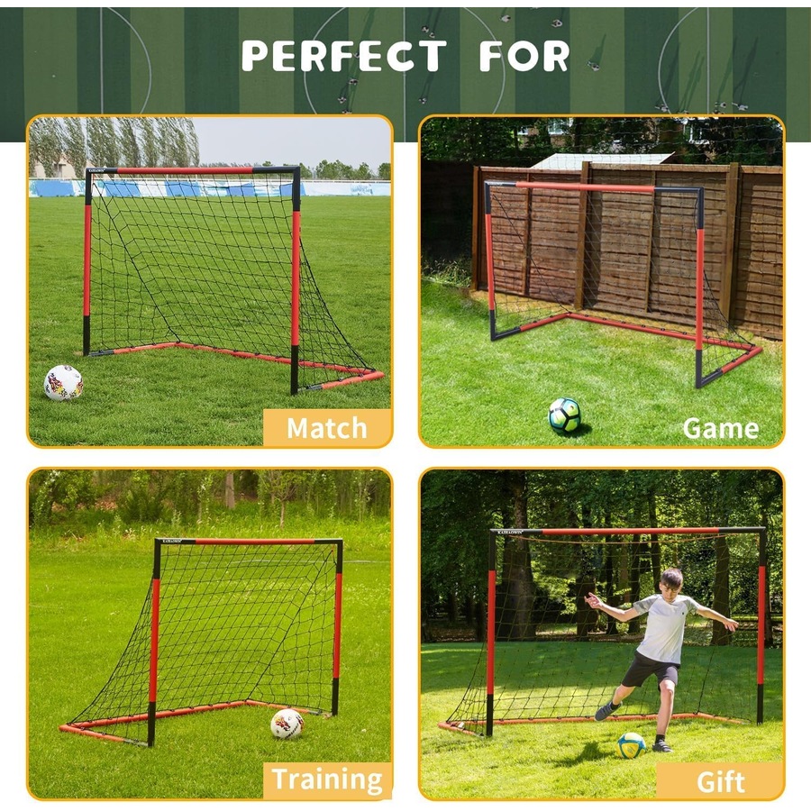 6x4, 3x2.5, 8x6 Steel Football Goals - All Weather Net for Kids & Adults - Quick Assembly, Durable & Heavy Duty