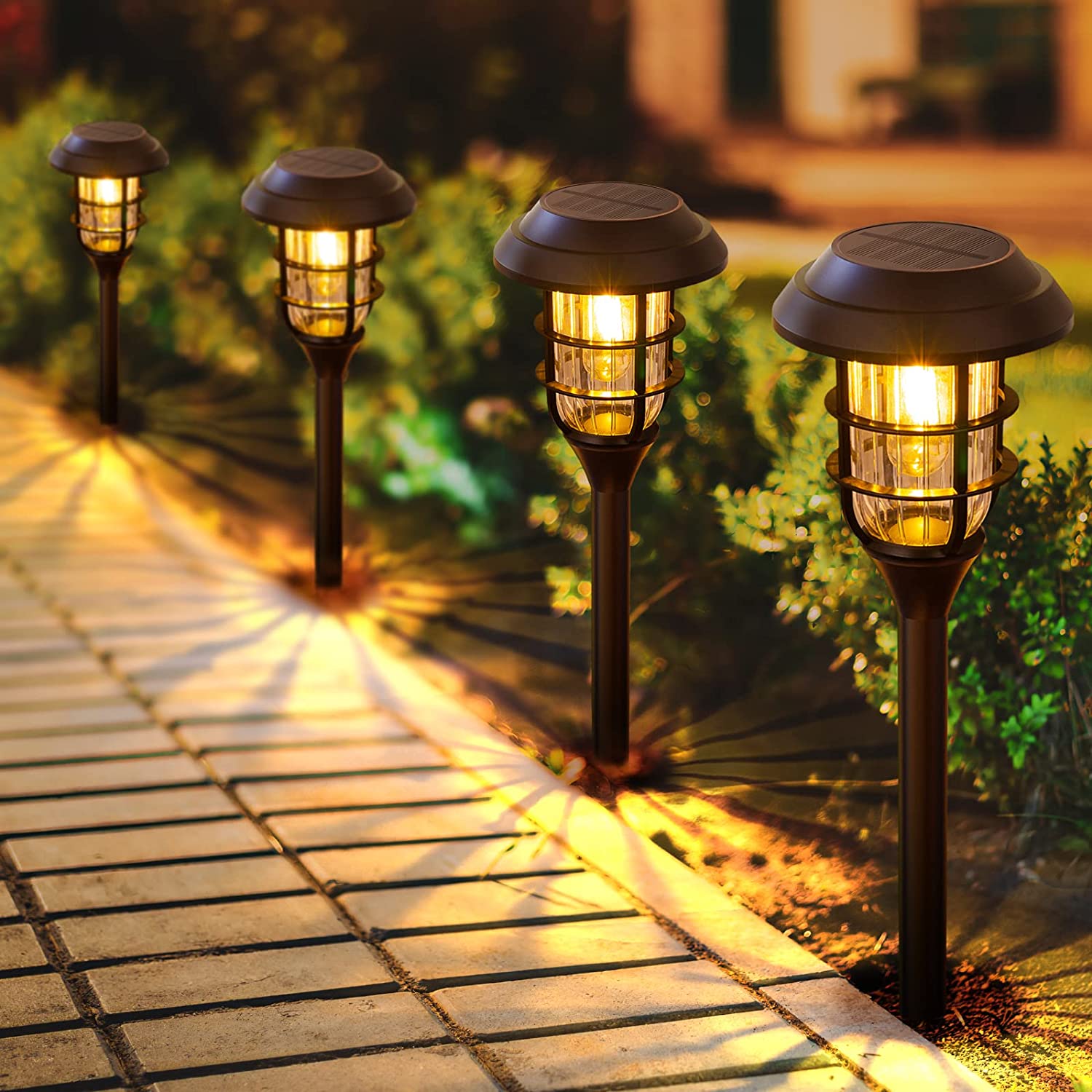 Solar powered outdoor pathway outlet lights