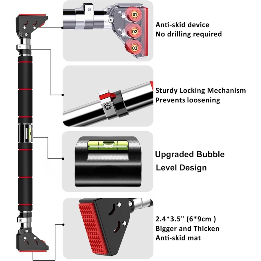 Adjustable Doorway Pull Up Bar - No Screws, Locking Mechanism