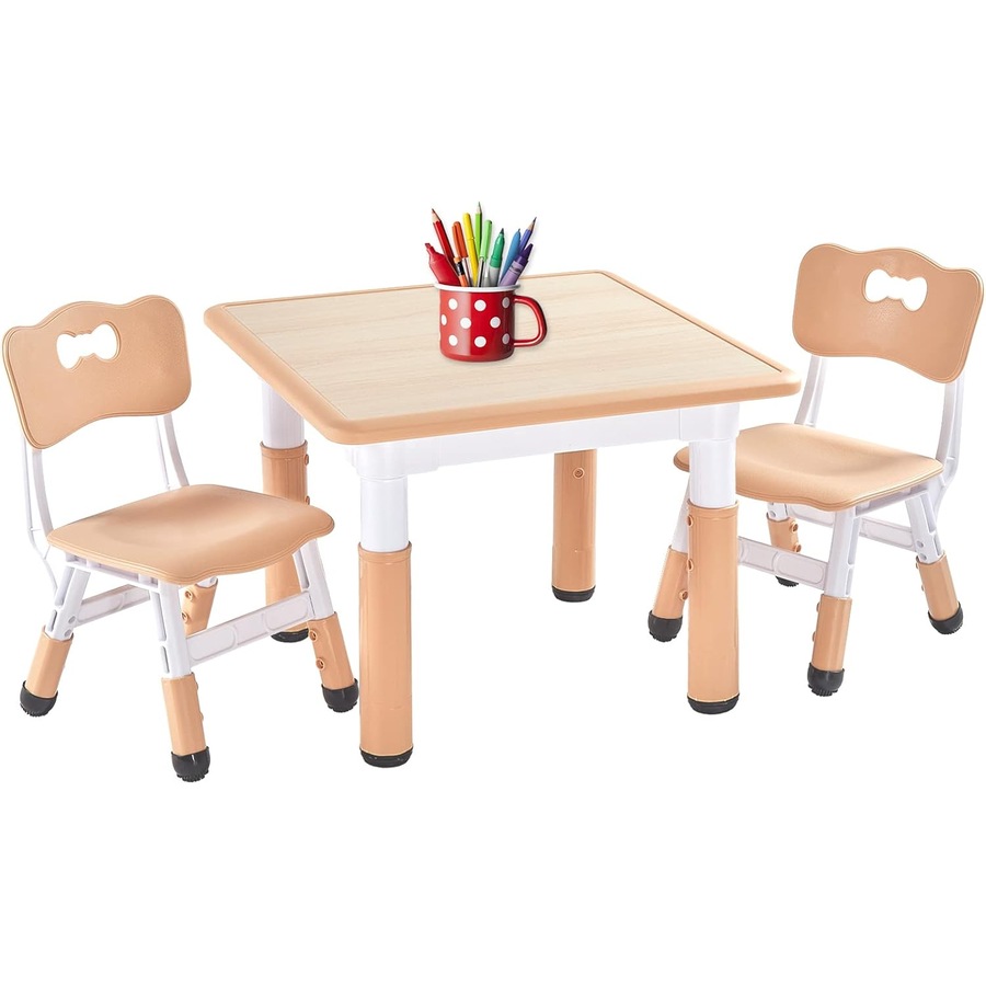 Adjustable Kids Table and 2 Chairs Set for Ages 3-8