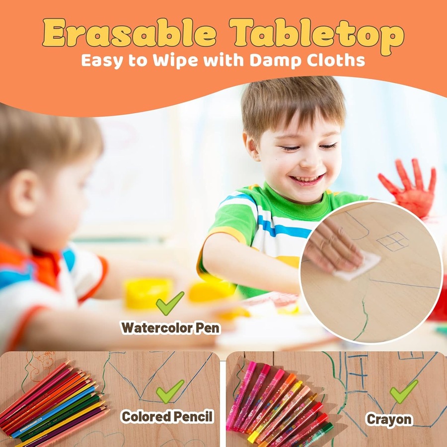 Adjustable Kids Table and 2 Chairs Set for Ages 3-8