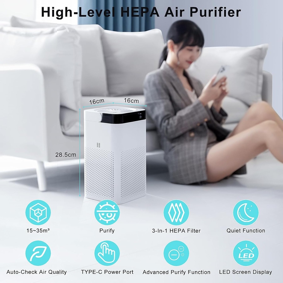 Air Purifier HEPA Portable 4 Modes H13 Filter