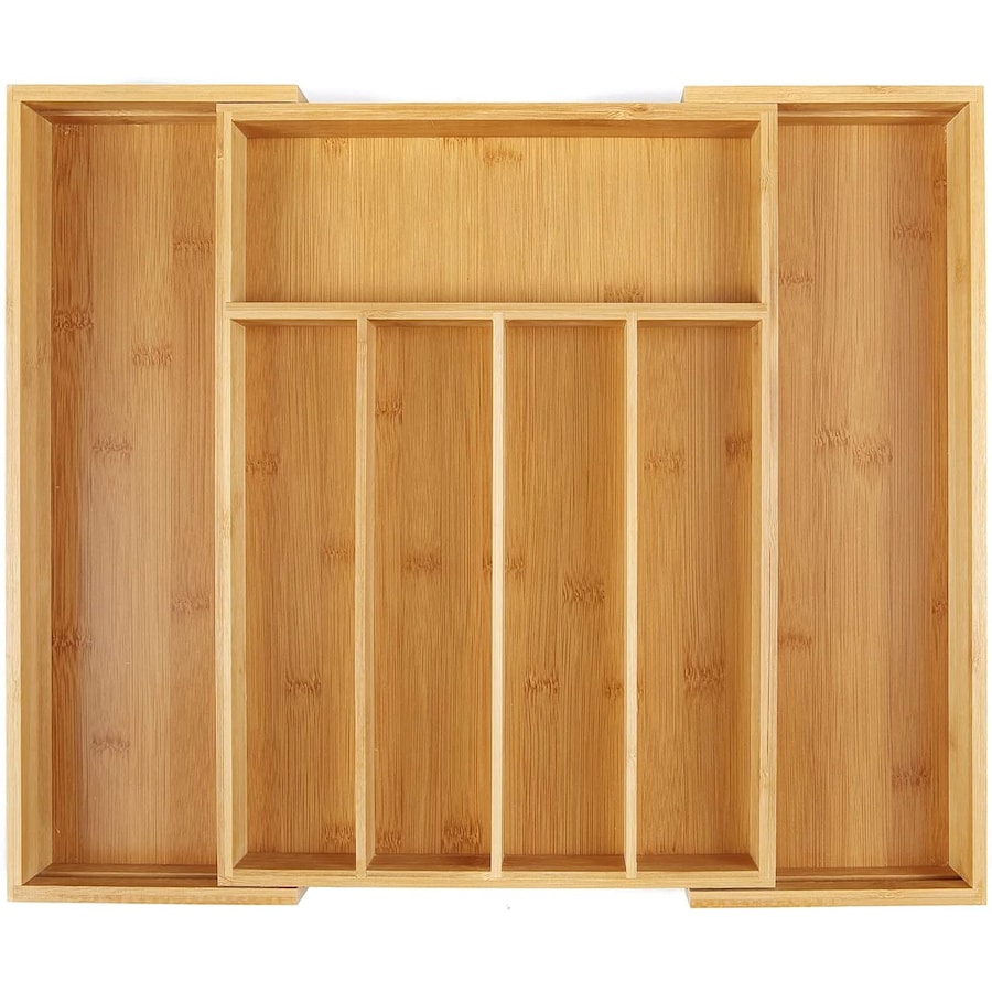 Bamboo Expandable Cutlery Organizer Tray (Natural)