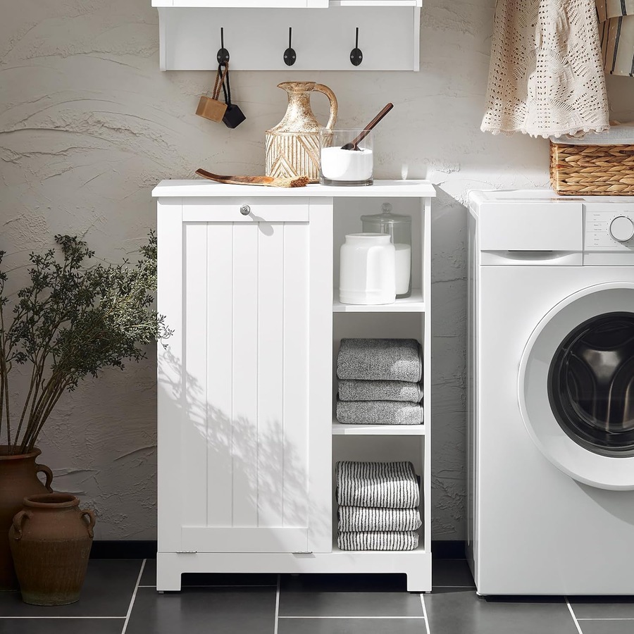 Bathroom Storage Cabinet with Laundry Basket