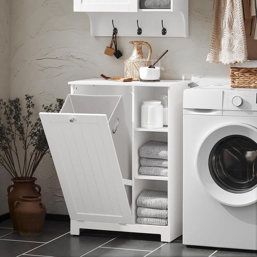Bathroom Storage Cabinet with Laundry Basket