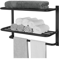 Black 3-Tier Towel Rack - 304 Stainless Steel Wall Mount Holder