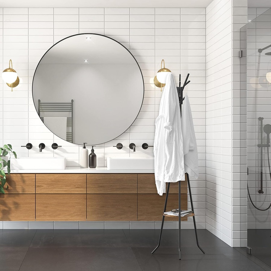 Black Freestanding Coat Rack with Shelf