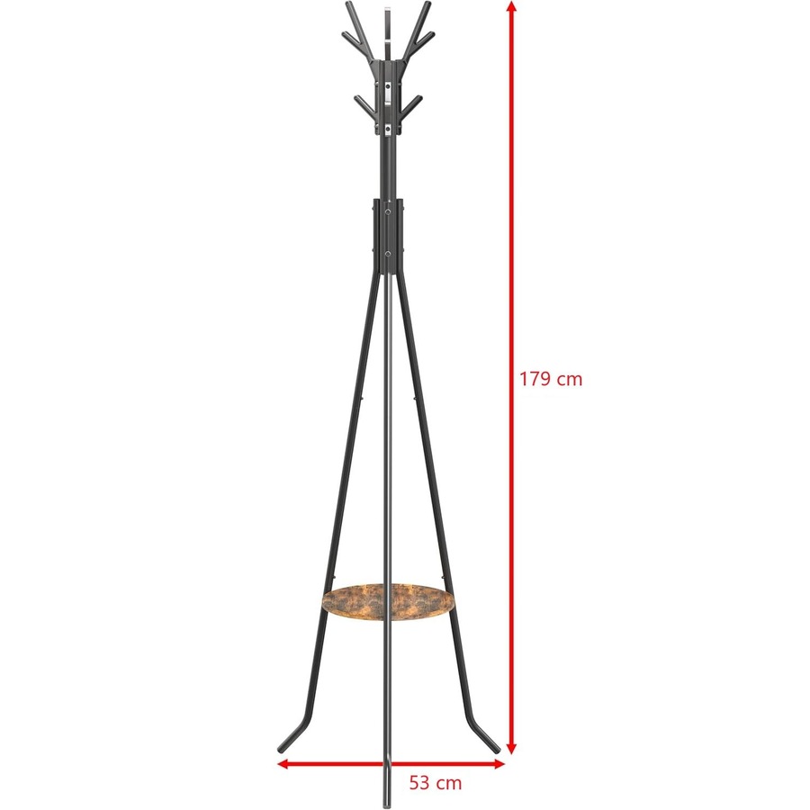 Black Freestanding Coat Rack with Shelf