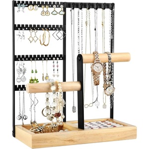 Black Jewelry Stand for Women & Girls - Earrings, Necklaces, Rings