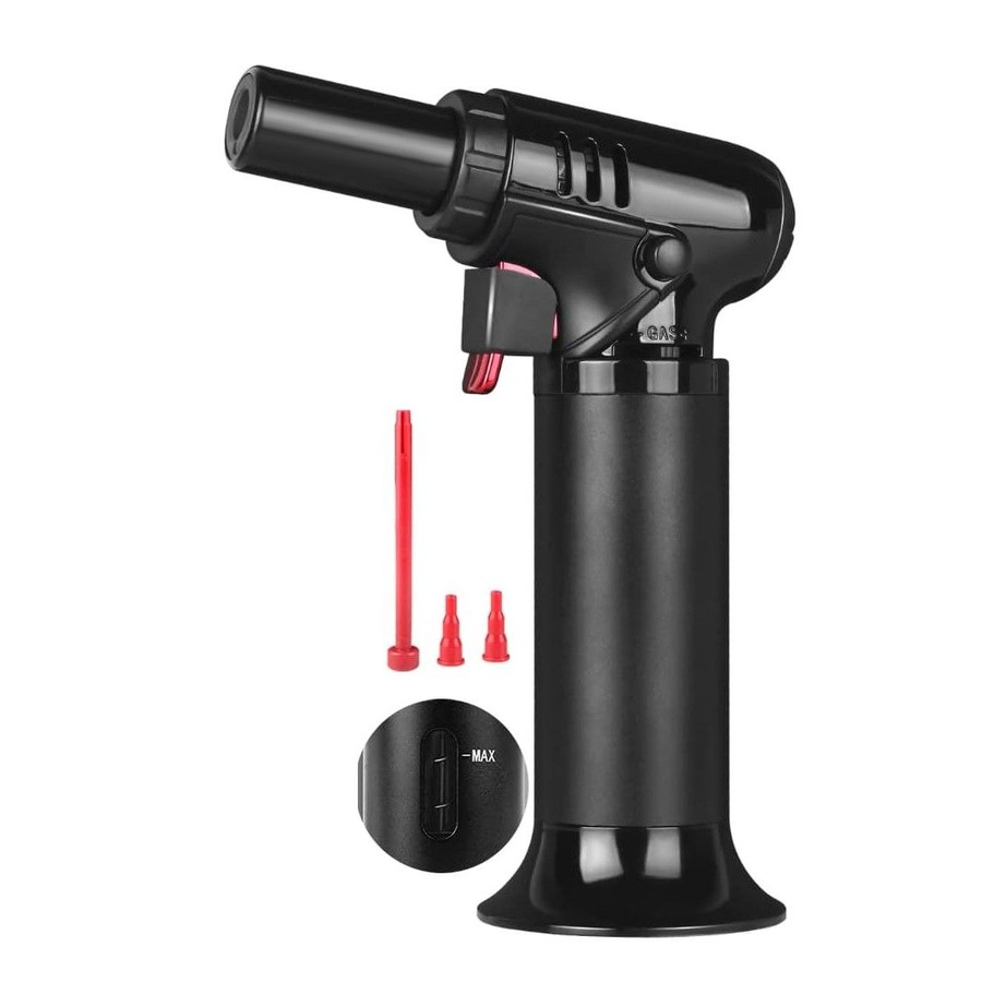 Butane Torch with Fuel Gauge S907 - Refillable Kitchen Torch Lighter for Desserts and Creme Brulee