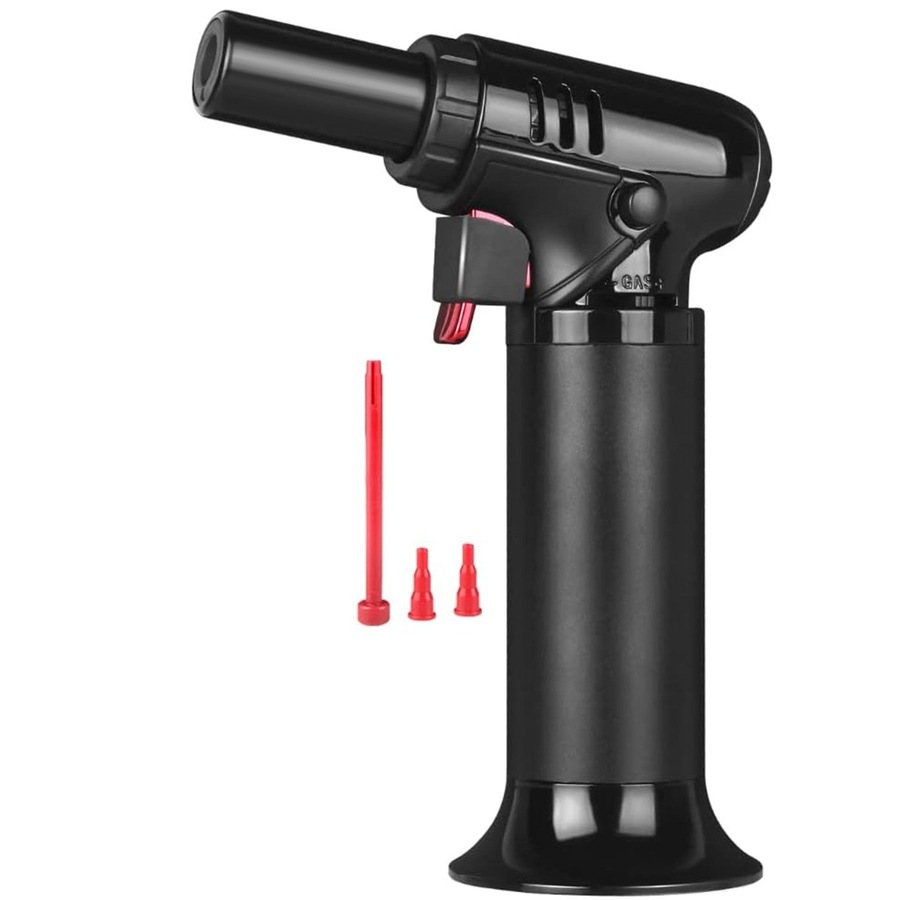 Butane Torch with Fuel Gauge S907 - Refillable Kitchen Torch Lighter for Desserts and Creme Brulee