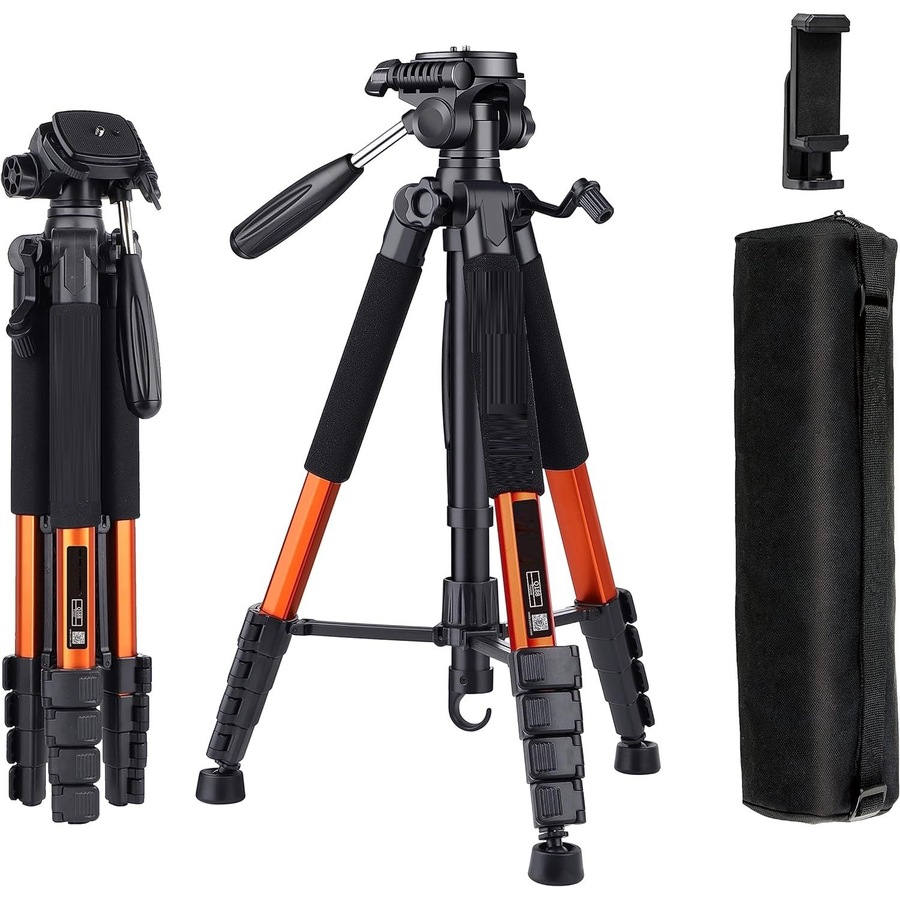 Camera Tripod Stand Aluminum Professional Orange 190 cm