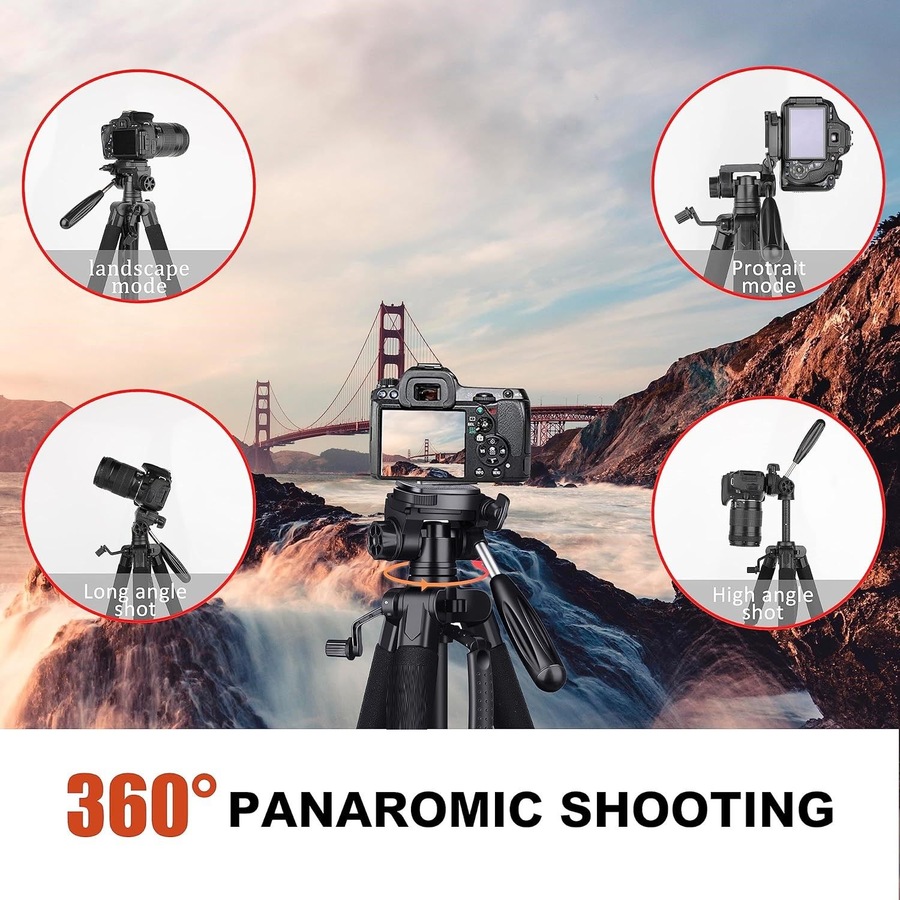 Camera Tripod Stand Aluminum Professional Orange 190 cm