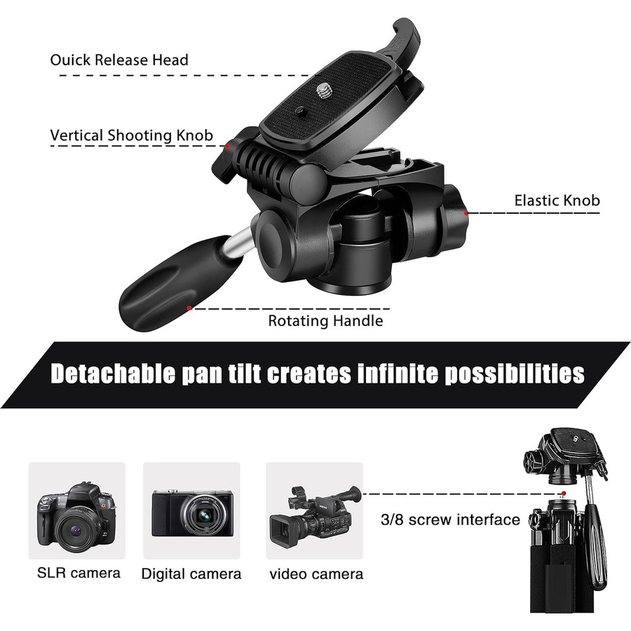 Camera Tripod Stand Aluminum Professional Orange 190 cm