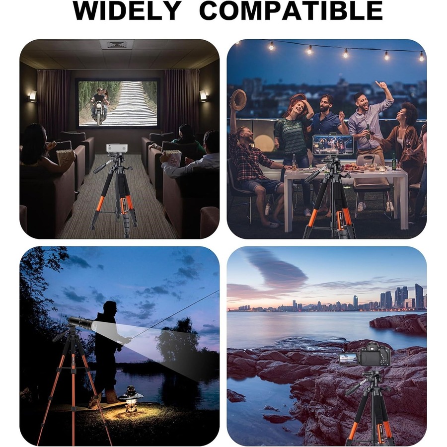 Camera Tripod Stand Aluminum Professional Orange 190 cm