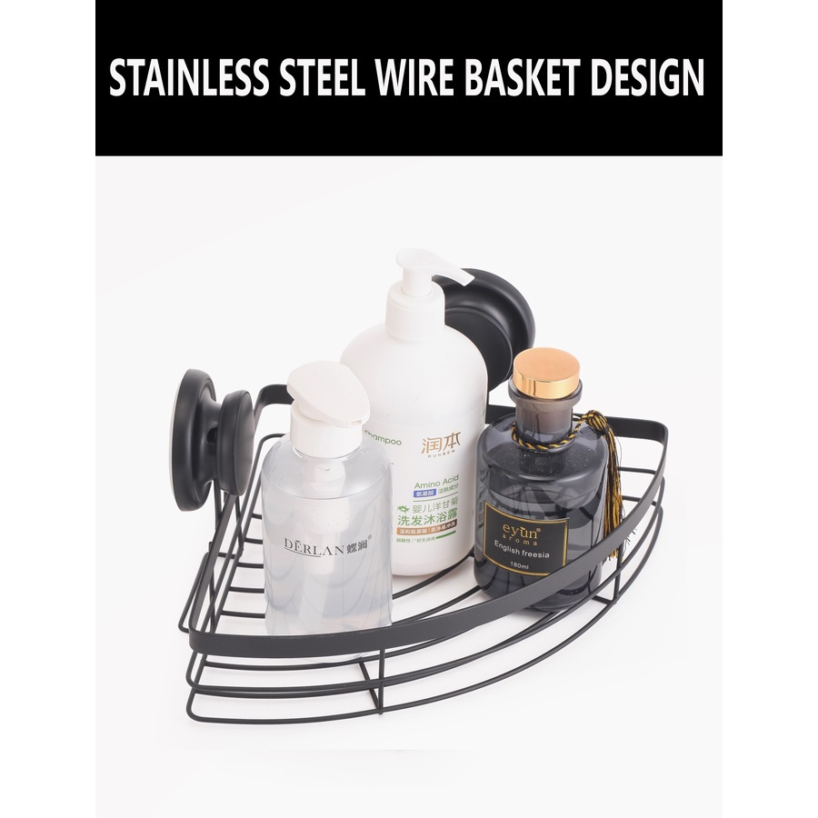 CARLA HOME 2 Pack Round Corner Shower Caddy Shelf Basket Rack with Premium Vacuum Suction Cup No-Drilling for Bathroom and Kitchen