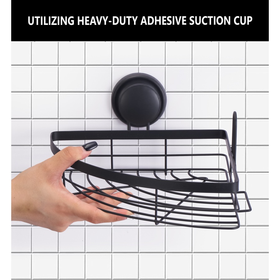 CARLA HOME 2 Pack Round Corner Shower Caddy Shelf Basket Rack with Premium Vacuum Suction Cup No-Drilling for Bathroom and Kitchen