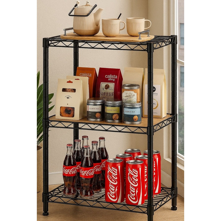 CARLA HOME 3-Tier Adjustable Metal Storage Shelves Wire Rack Organizer for Kitchen, Pantry, Bathroom or Laundry Room (45cm W x 40cm D x 103cm H)