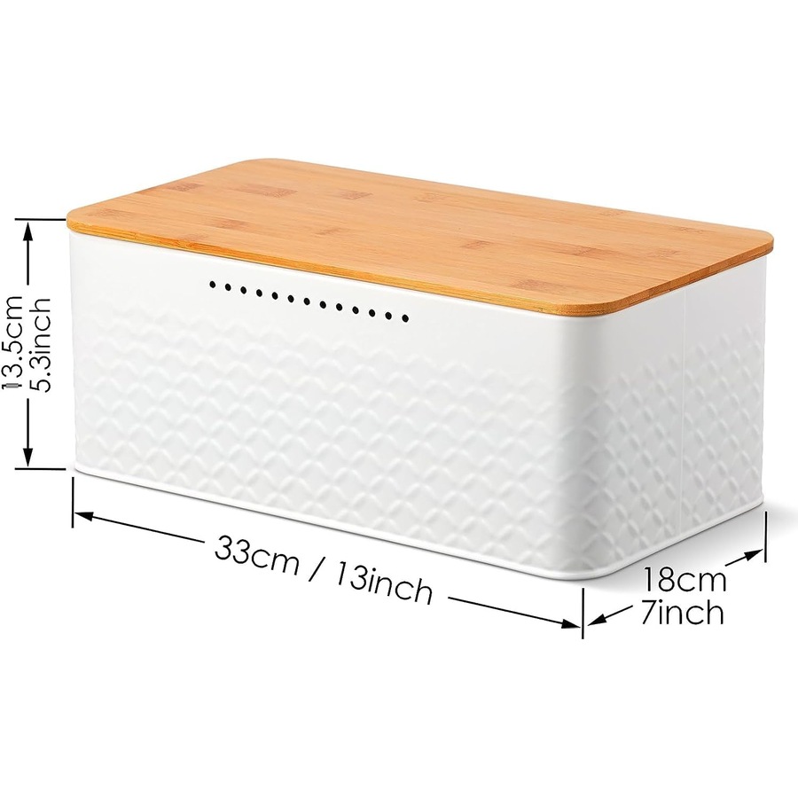 CARLA HOME Bread Bin with Bamboo Lid used as Chopping Board for Kitchen Countertop