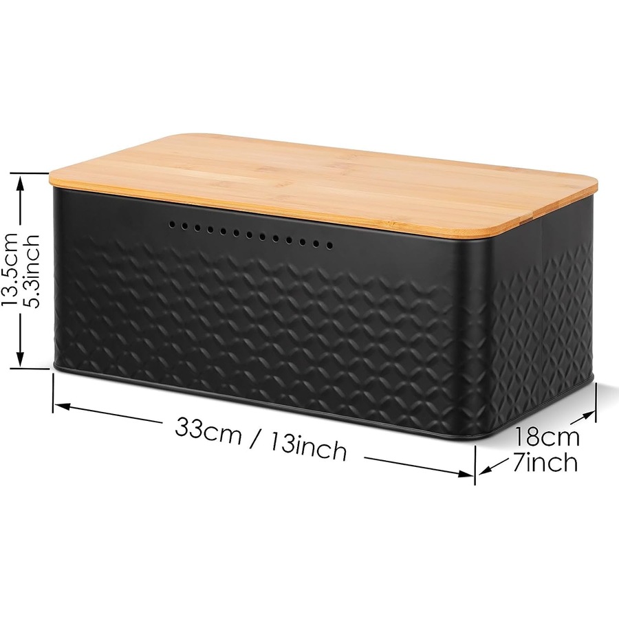 CARLA HOME Bread Bin with Bamboo Lid used as Chopping Board for Kitchen Countertop