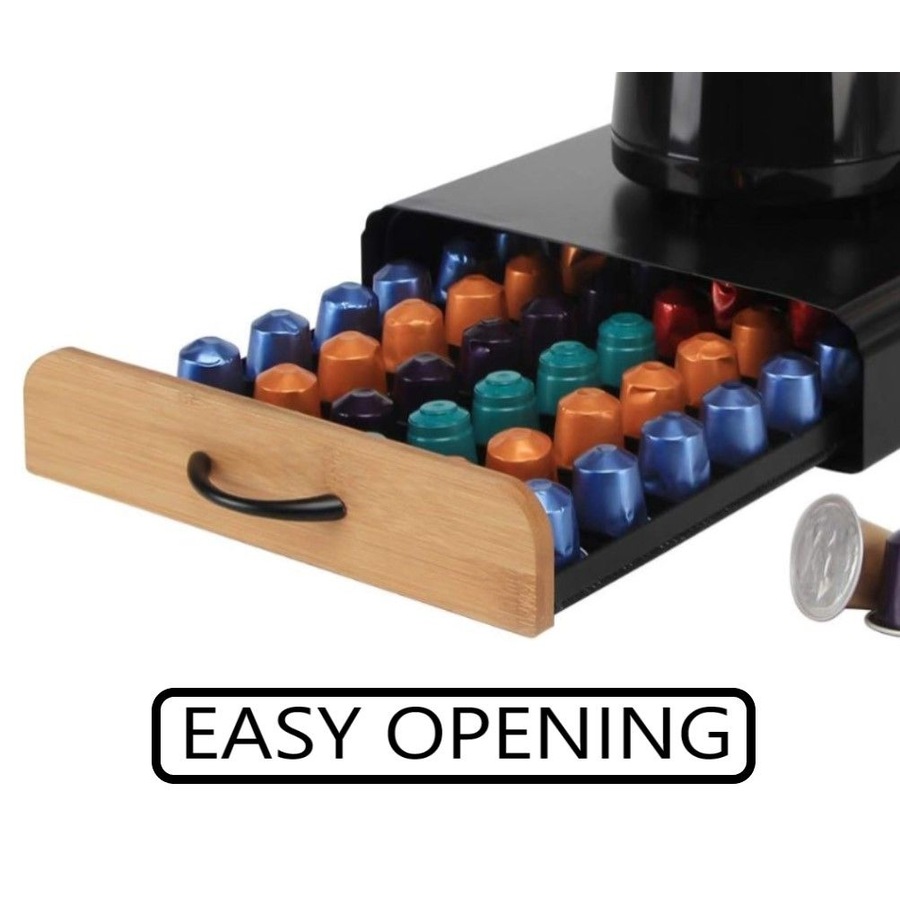 CARLA HOME Coffee Pods Holder Storage Drawer Compatible with 60 Nespresso Pods for Kitchen Storage & Organisation (Natural)