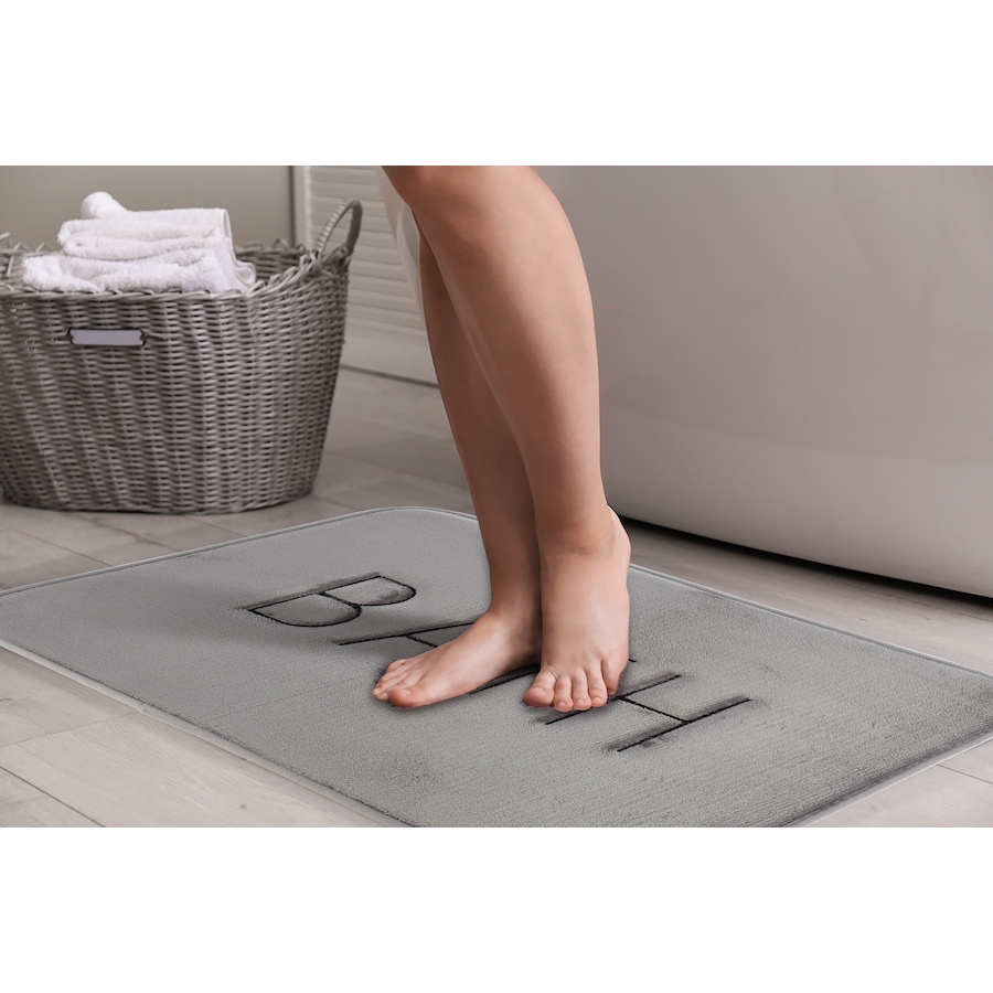 CARLA HOME Extra Thick Memory Foam & Super Comfort Bath Rug Mat for Bathroom (60 x 40 cm, Grey)