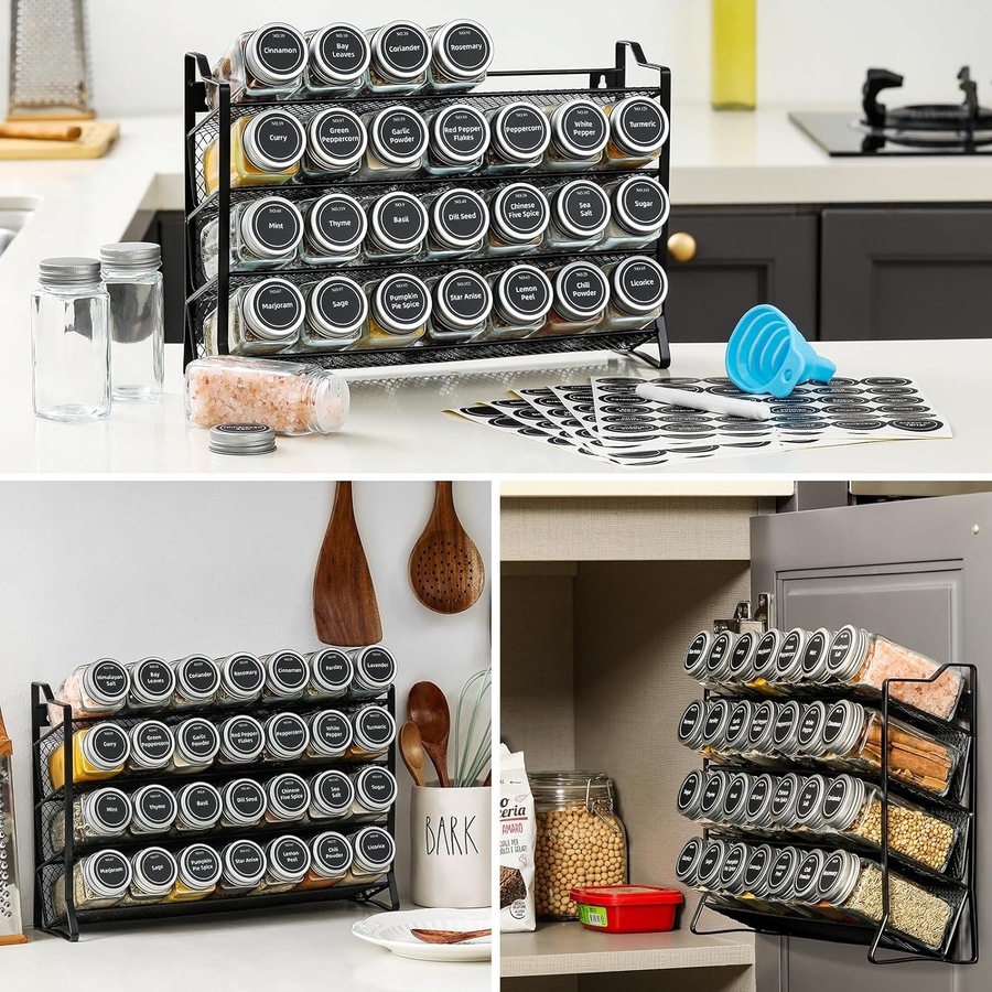 Buy CARLA HOME Spice Rack organiser with 28 Spice Jars, Spice Labels ...