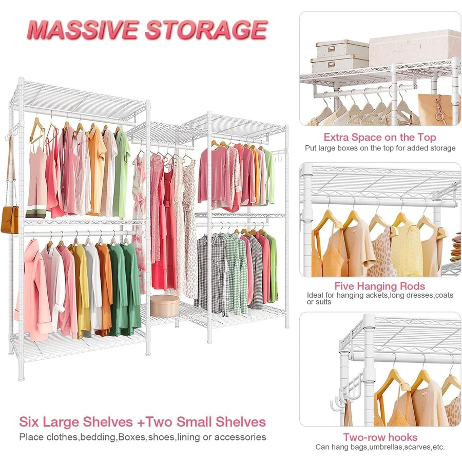 Clothes Rack Heavy Duty Clothing Racks Hanging Clothes Armoire Storage Rack