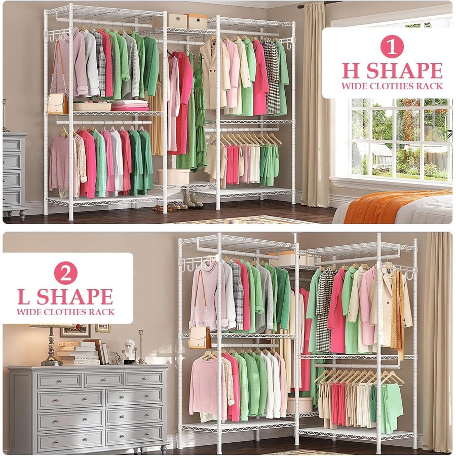 Clothes Rack Heavy Duty Clothing Racks Hanging Clothes Armoire Storage Rack