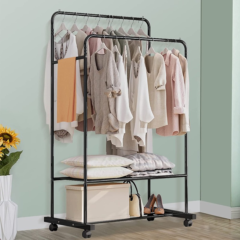 Buy Clothing Rack with Wheels (Black) MyDeal