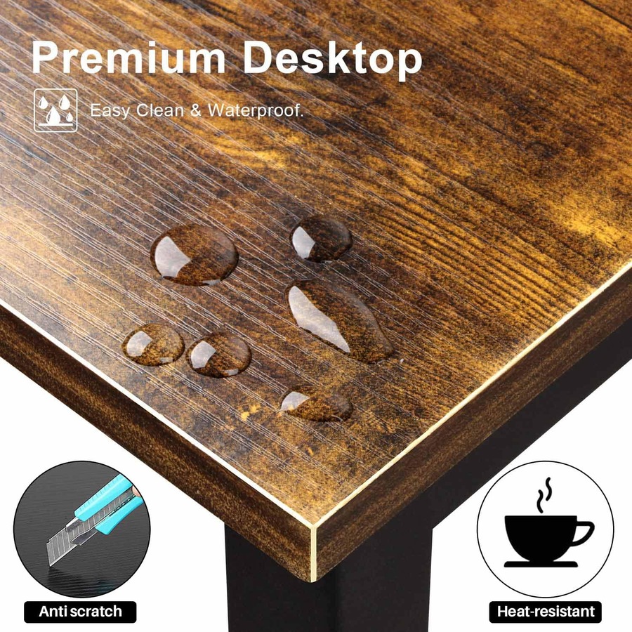 Computer Desk Hutch Bookshelf Home Office Space Saving Design, Brown 