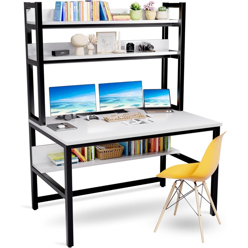 Buy Computer Desk Hutch Bookshelf, White MyDeal
