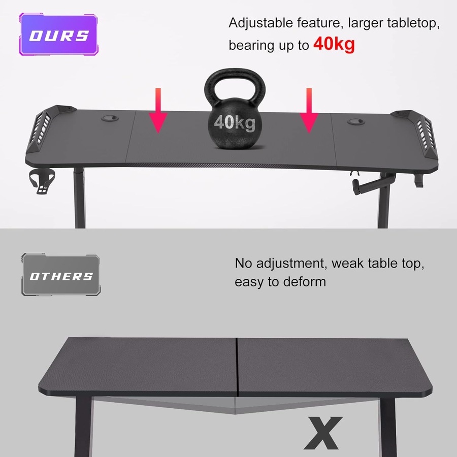 Computer Gaming Desk RGB Adjustable