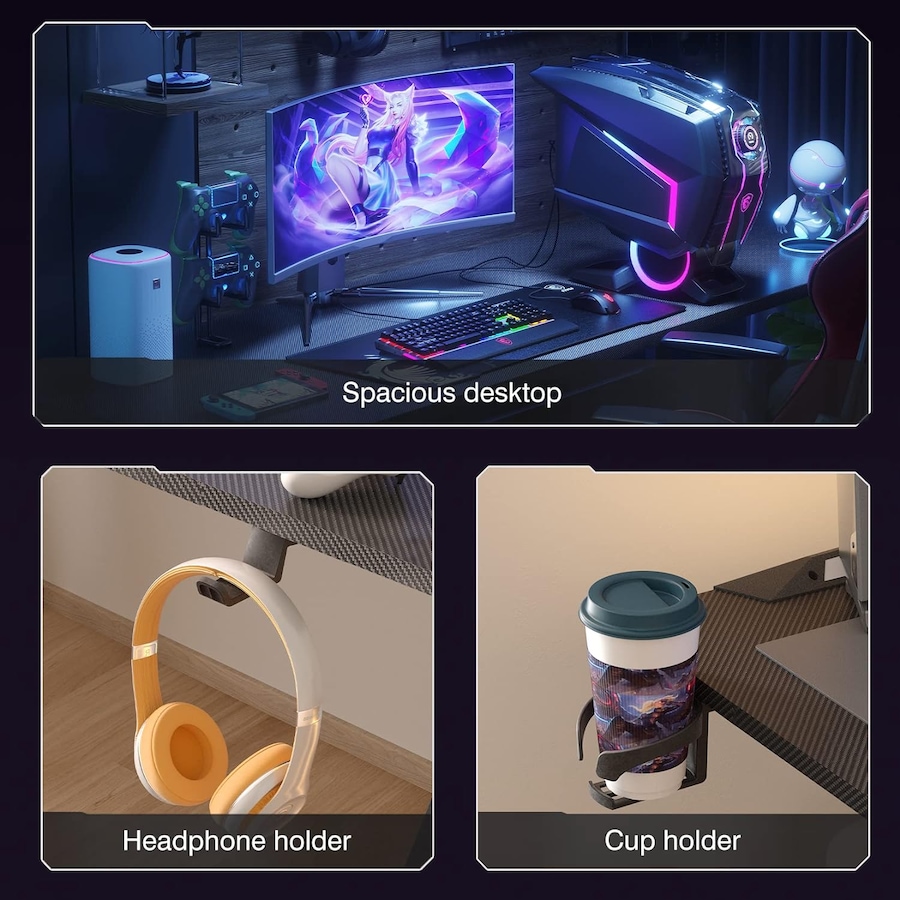 Computer Gaming Desk RGB Adjustable