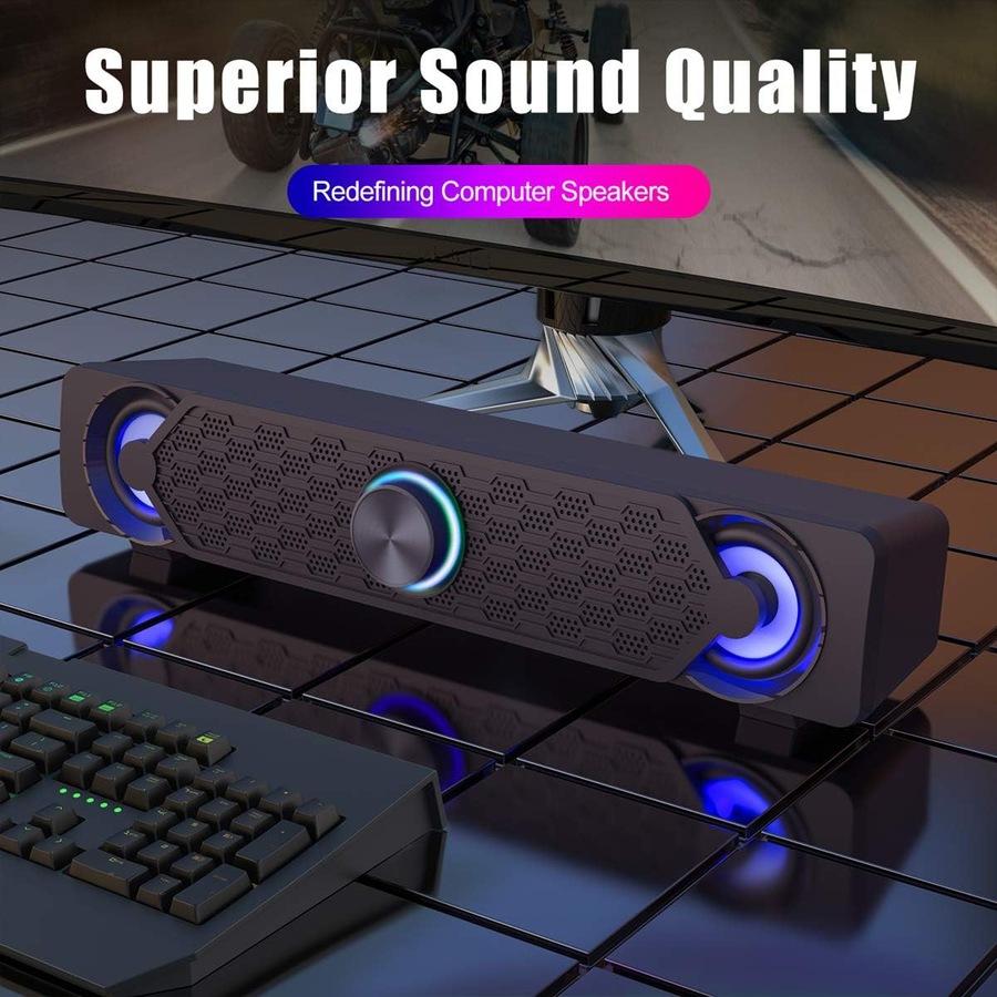 Computer Speakers PC Mini LED Soundbar for Monitor Gaming Laptop