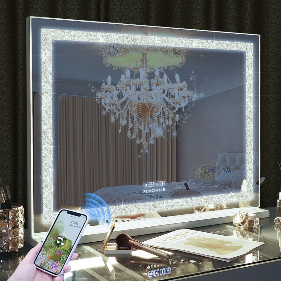 Crystal Hollywood Vanity Mirror with Bluetooth LED Lights