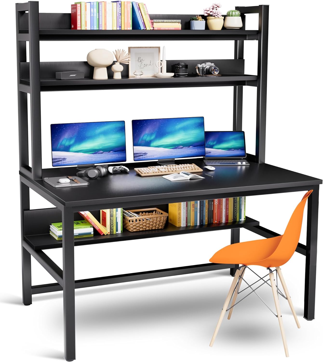 Space saving deals desk with hutch