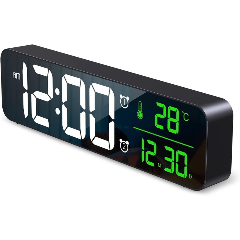 Buy Digital Wall Clock Large Display LED Mirror Clock MyDeal
