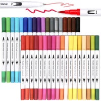 24/36Colors Kids Washable Markers Broad Line Stamp Markers Colouring Pens  Watercolour Brush Pen Kit with Storage Box for Adult Kid Drawing Doodling