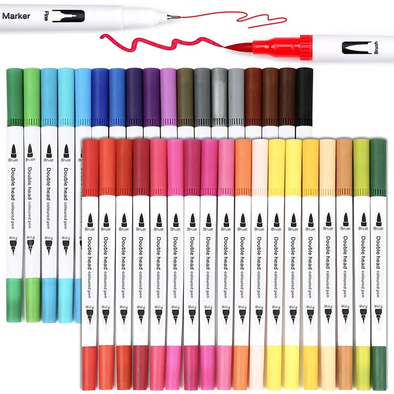 Buy Dual Brush Pens, 36 Colors Markers, 0.4mm Flineliner Pens, Brush Markers  for Coloring Books, Drawing, Journaling - MyDeal