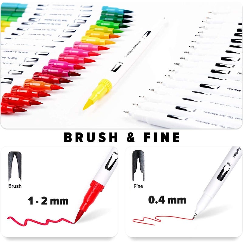 Buy Dual Brush Pens, 36 Colors Markers, 0.4mm Flineliner Pens