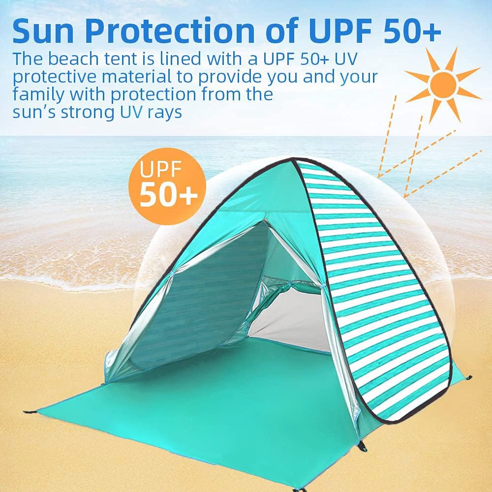 今季も再入荷 Beach Tent, Large Automatic Instant Pop Up Beach Shade, UPF 50  Portable Sun Shelter Anti UV Beach Umbrella Baby Tent with Carrying Bag Fit  for Pers