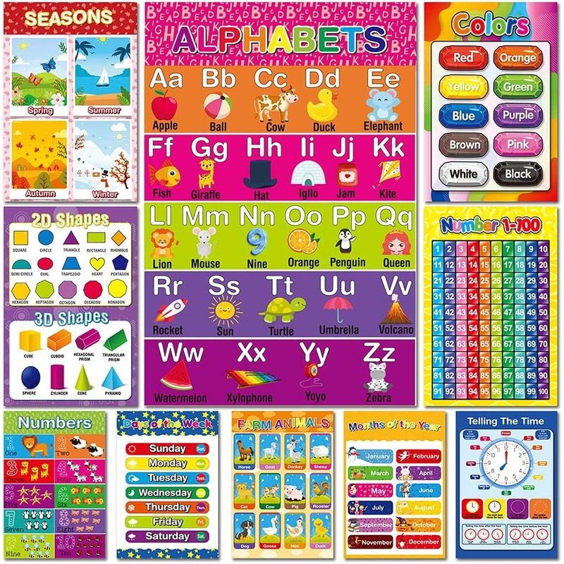 Buy Educational Preschool Learning Poster Toddler PreK Kindergarten ...