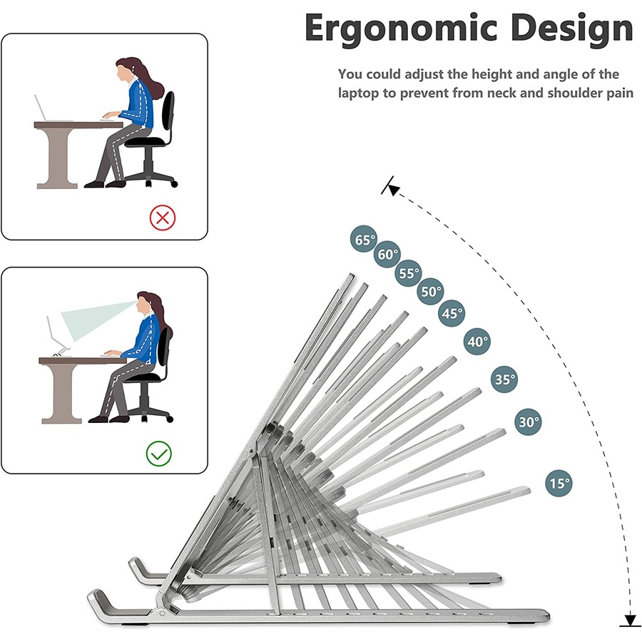 Ergonomic Laptop Stand Portable Holder Adjustable Riser MacBook Air Pro iPad Dell HP