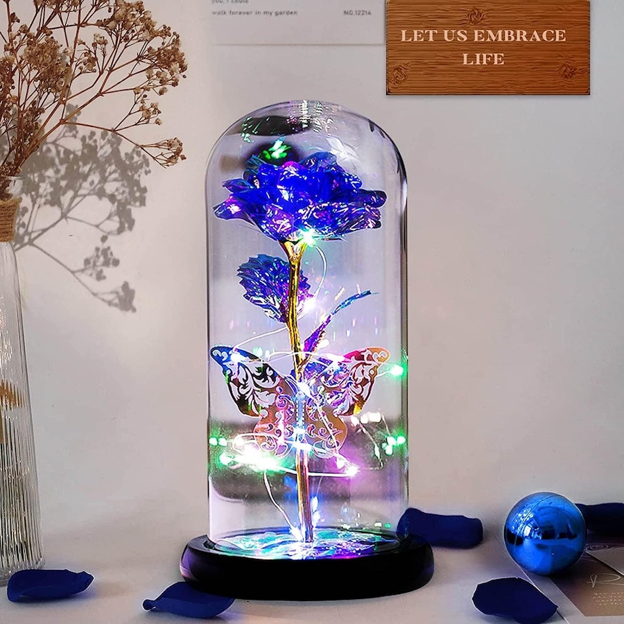 Eternal Rose Dome with LED Light - Birthday Gift for Women