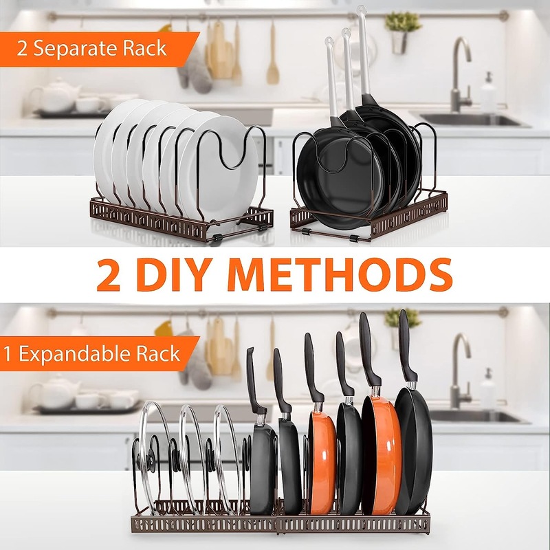 Buy Expandable Pot and Pan Organizers Rack, 10+ Pans and Lids, Kitchen